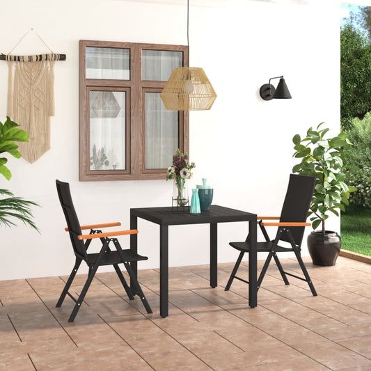 3-Tlg. Garten-Essgruppe Schwarz Und Braun