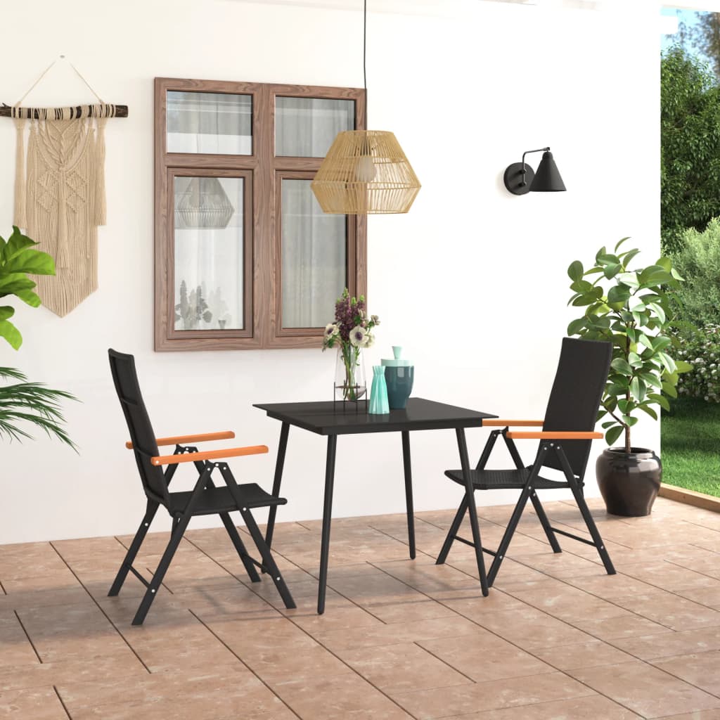 3-Tlg. Garten-Essgruppe Schwarz Und Braun