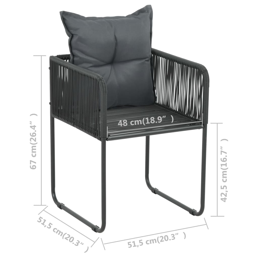 3-Tlg. Garten-Essgruppe Pvc Rattan