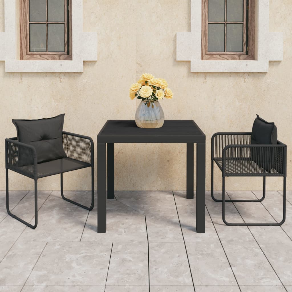 3-Tlg. Garten-Essgruppe Pvc Rattan