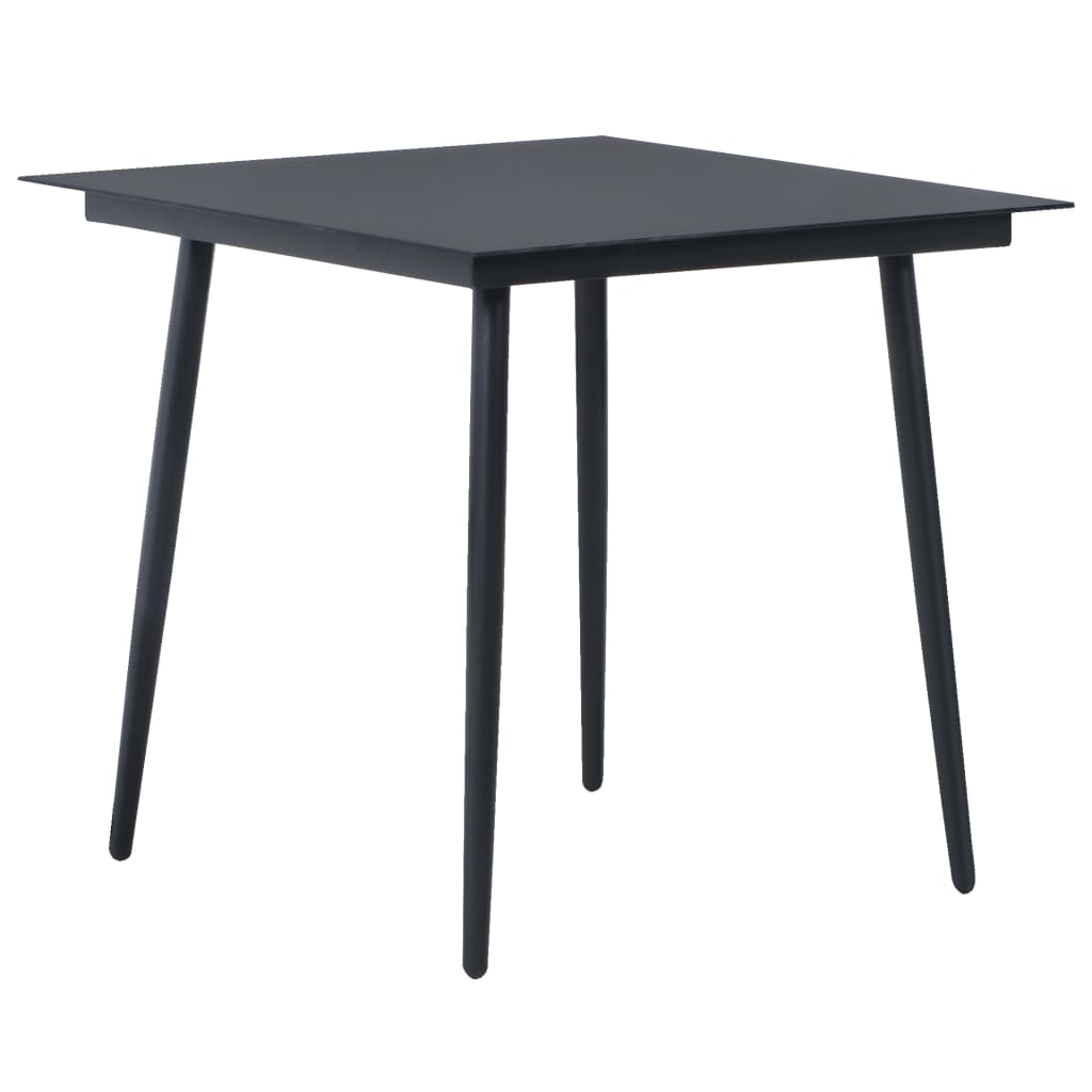 3-Tlg. Garten-Essgruppe Pvc Rattan Schwarz