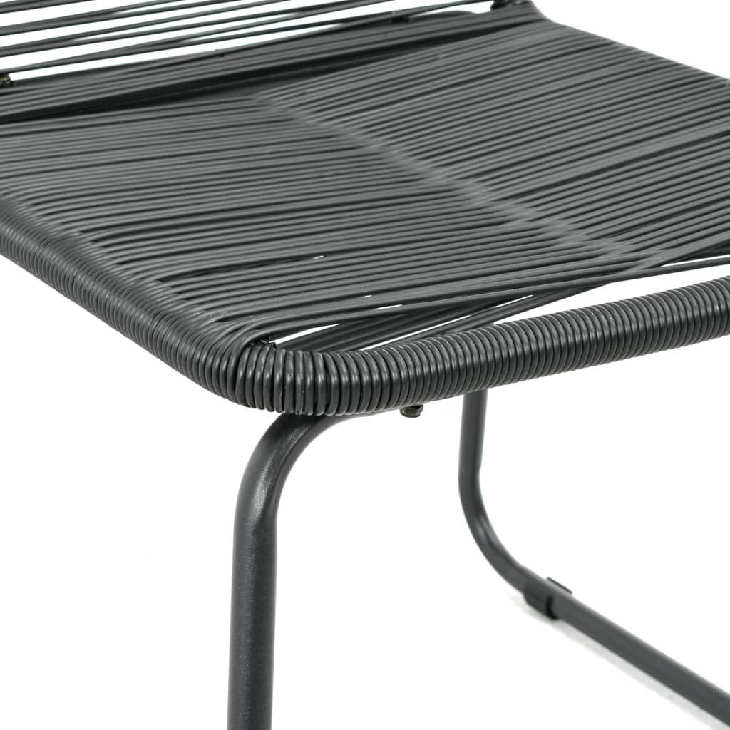 3-Tlg. Garten-Essgruppe Pvc Rattan Schwarz
