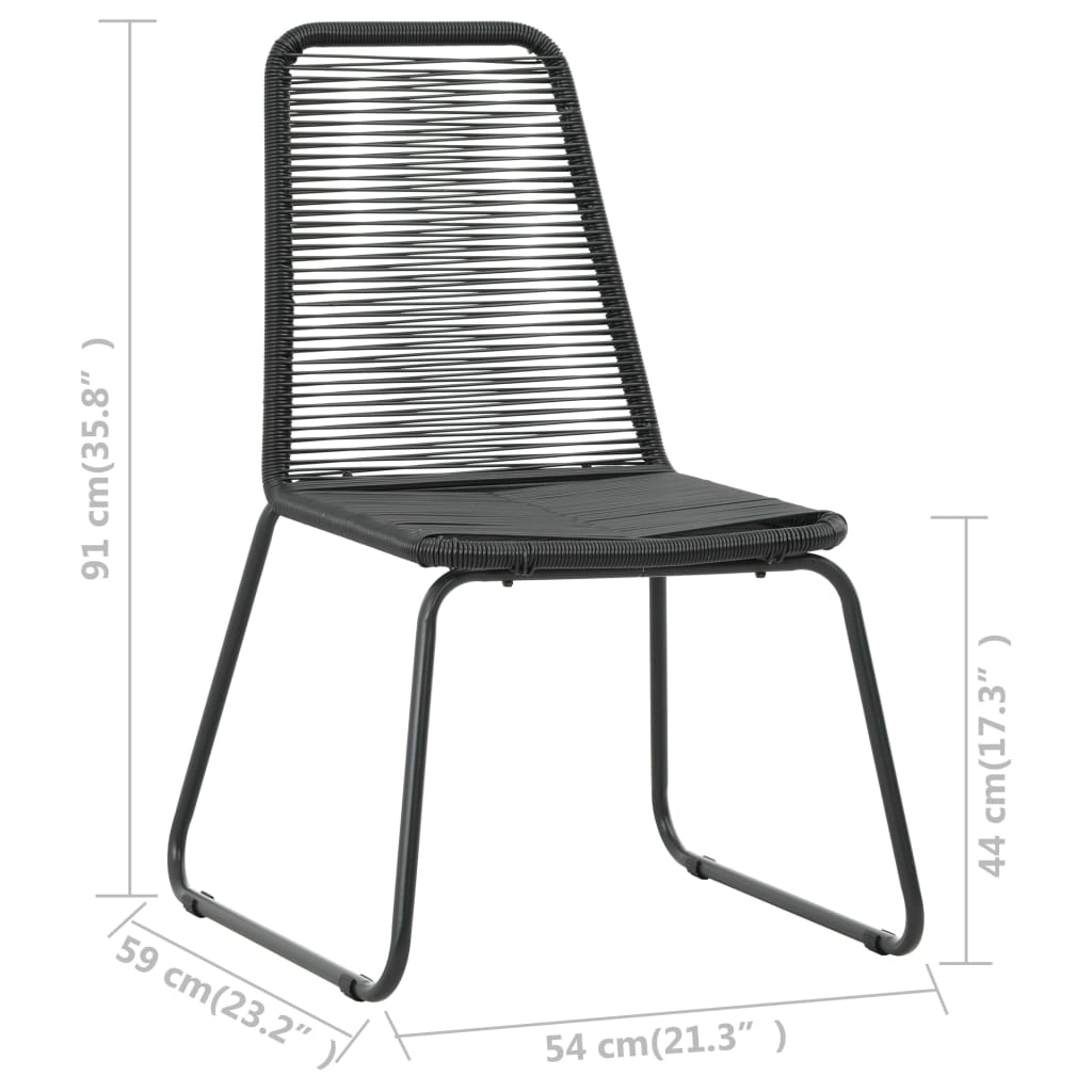 3-Tlg. Garten-Essgruppe Pvc Rattan Schwarz