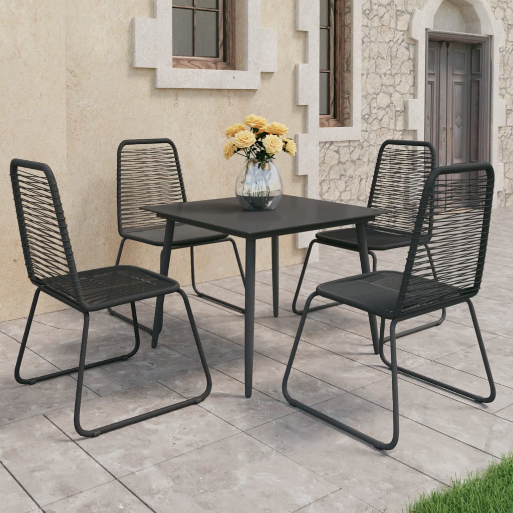 3-Tlg. Garten-Essgruppe Pvc Rattan Schwarz