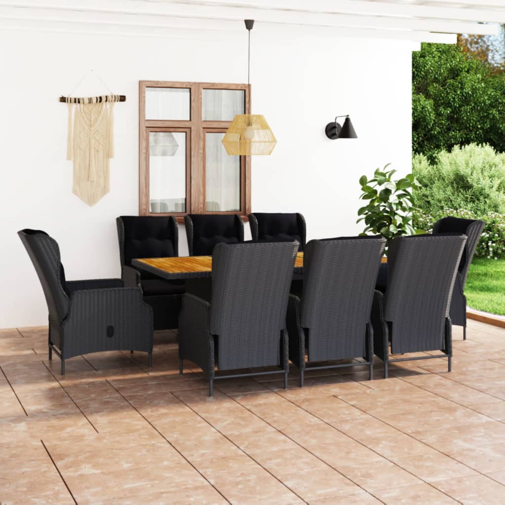 7-Tlg. Garten-Essgruppe Mit Auflagen Poly Rattan Dunkelgrau