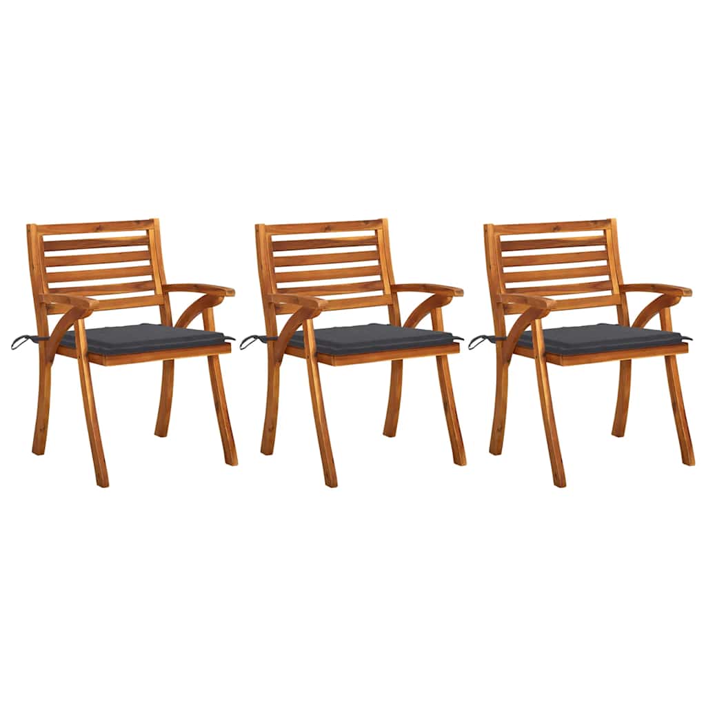 Garten-Essstühle Mit Kissen 3 Stk. Massivholz Akazie