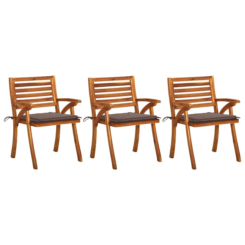 Garten-Essstühle Mit Kissen 3 Stk. Massivholz Akazie