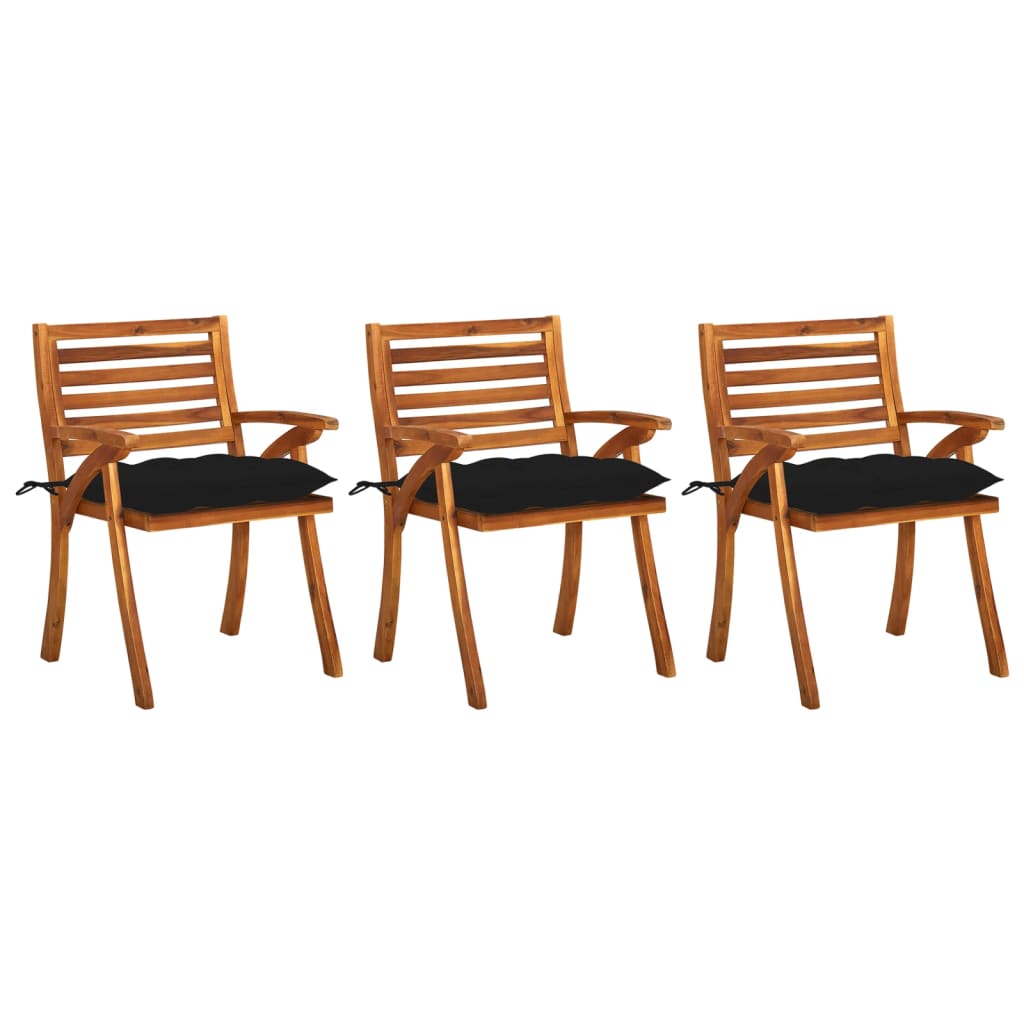 Garten-Essstühle Mit Kissen 3 Stk. Massivholz Akazie