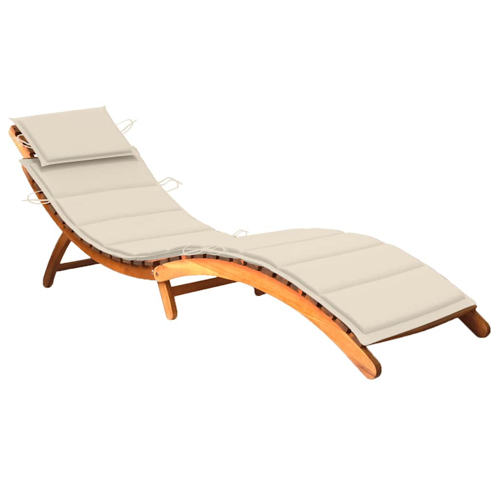 Sonnenliegen 2 Stk. Mit Tisch Und Auflagen Massivholz Akazie