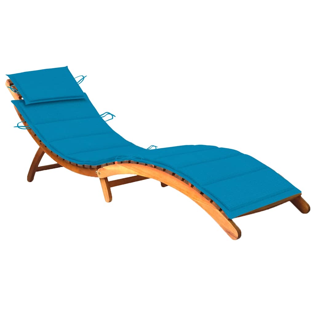 Sonnenliegen 2 Stk. Mit Tisch Und Auflagen Massivholz Akazie