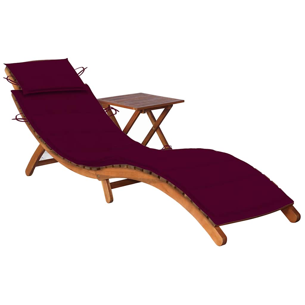 Sonnenliegen 2 Stk. Mit Tisch Und Auflagen Massivholz Akazie
