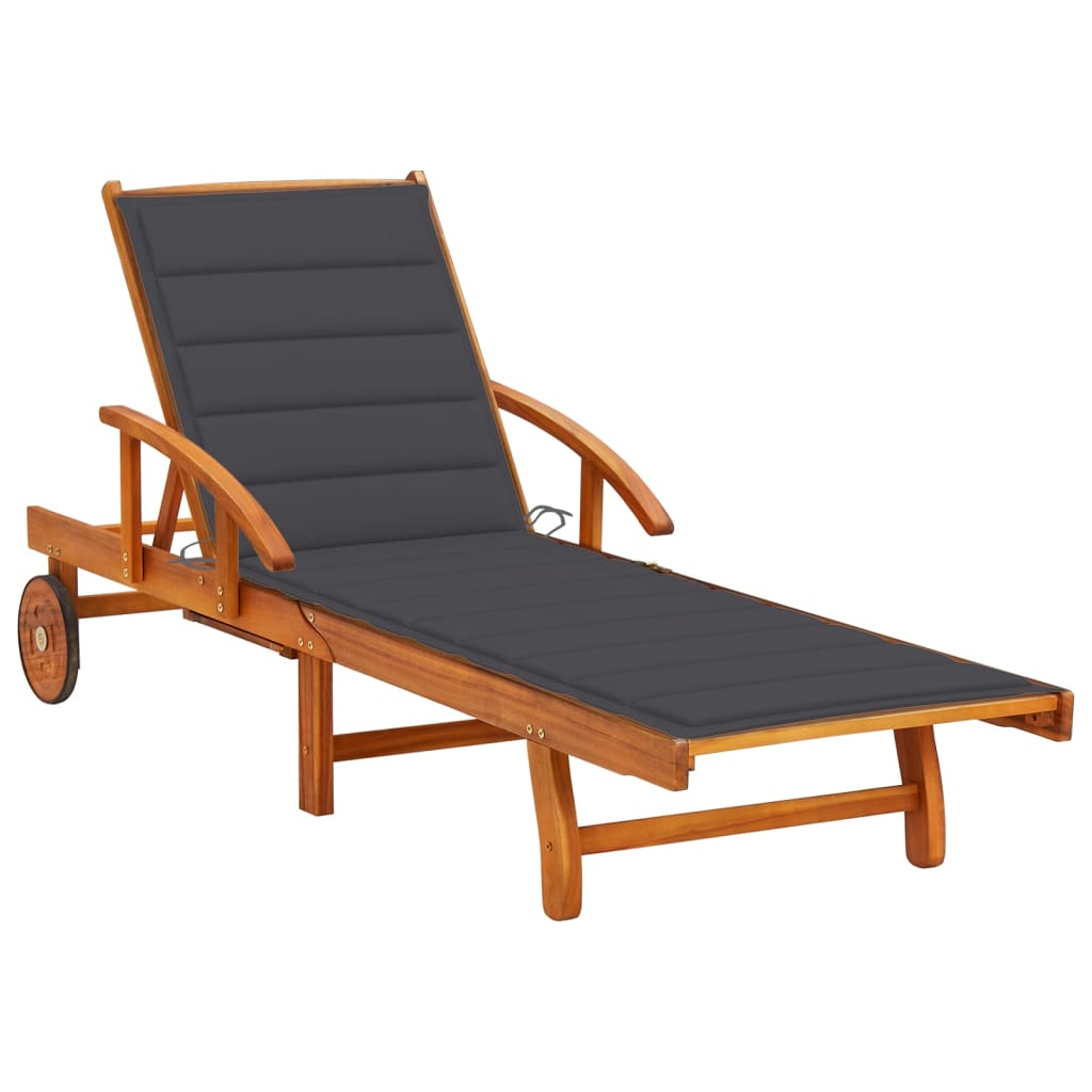 Sonnenliege Mit Tisch Und Auflage Akazie Massivholz