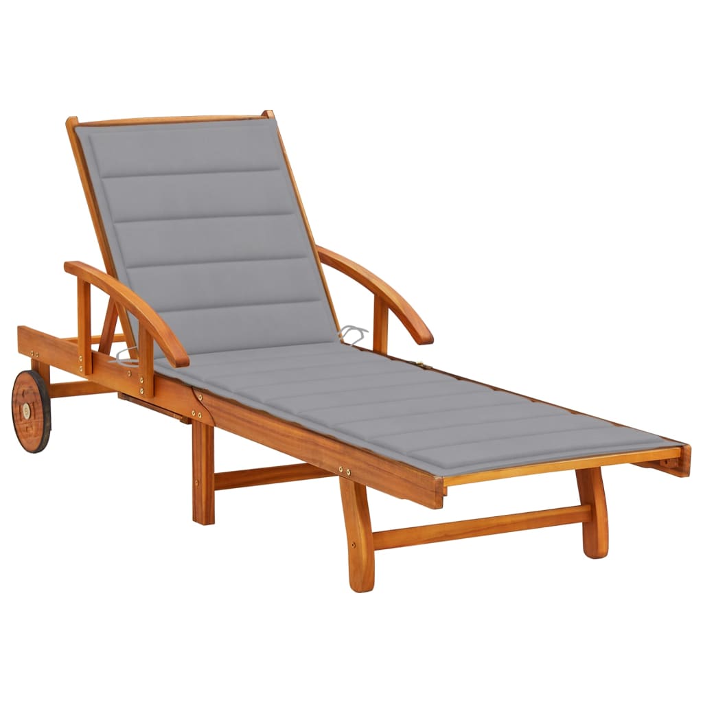 Sonnenliege Mit Tisch Und Auflage Akazie Massivholz