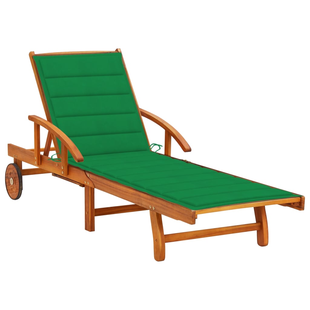 Sonnenliege Mit Tisch Und Auflage Akazie Massivholz