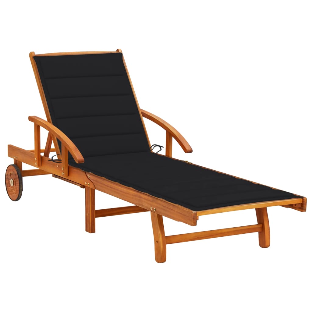 Sonnenliege Mit Tisch Und Auflage Akazie Massivholz
