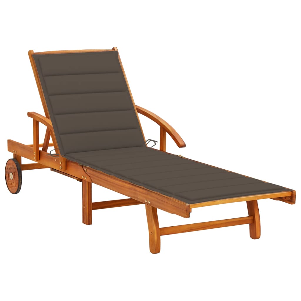 Sonnenliege Mit Tisch Und Auflage Akazie Massivholz