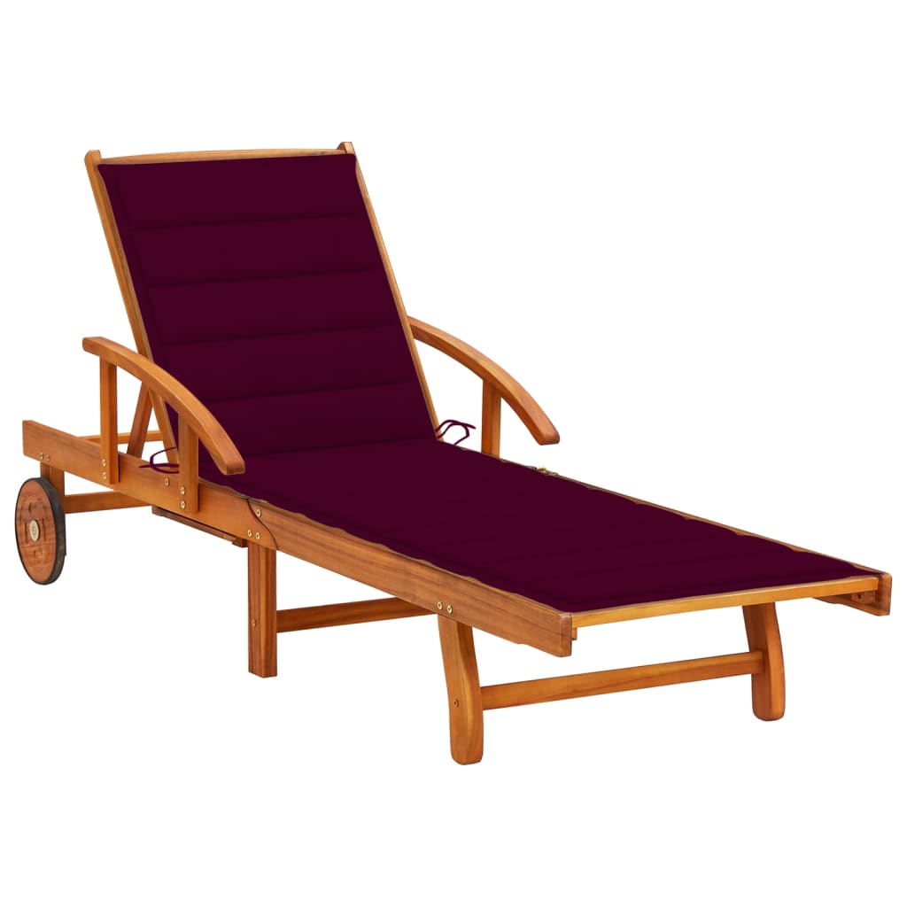 Sonnenliege Mit Tisch Und Auflage Akazie Massivholz