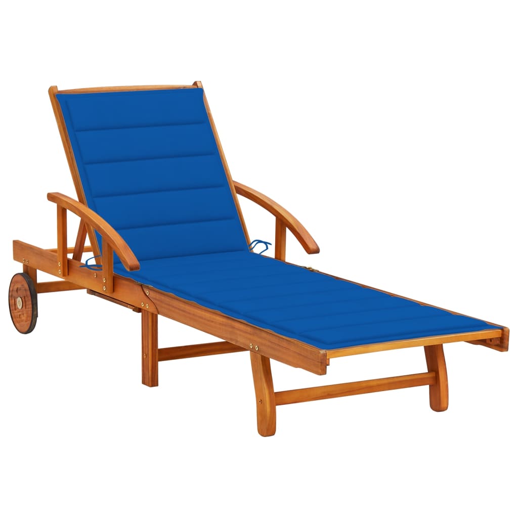 Sonnenliege Mit Tisch Und Auflage Akazie Massivholz