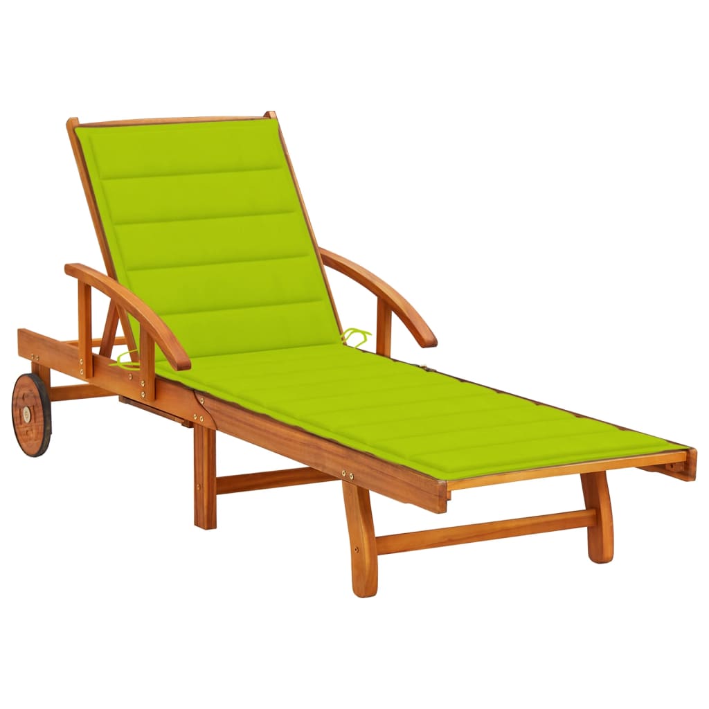 Sonnenliege Mit Tisch Und Auflage Akazie Massivholz