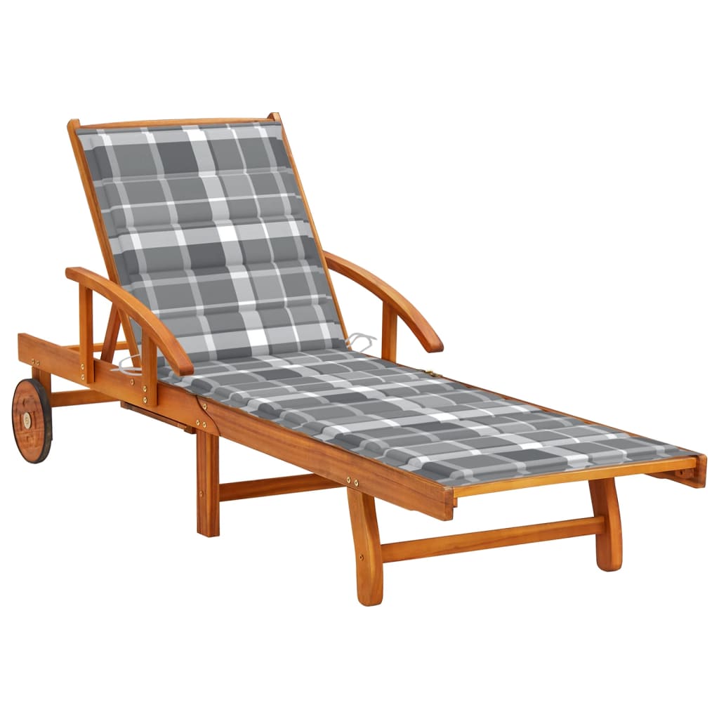Sonnenliege Mit Tisch Und Auflage Akazie Massivholz