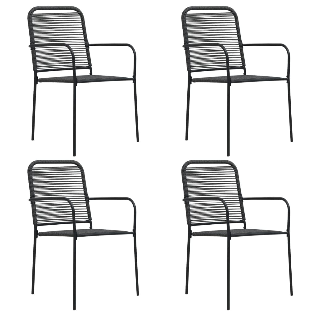5-Tlg. Garten-Essgruppe Schwarz Glas Und Stahl