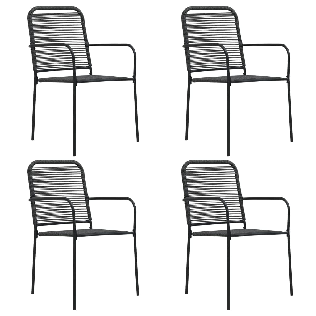 5-Tlg. Garten-Essgruppe Schwarz Glas Und Stahl