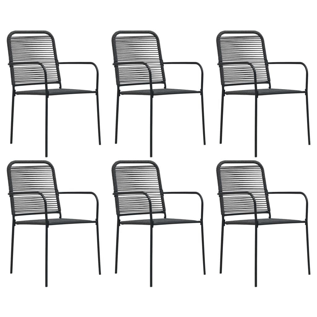 7-Tlg. Garten-Essgruppe Schwarz Glas Und Stahl