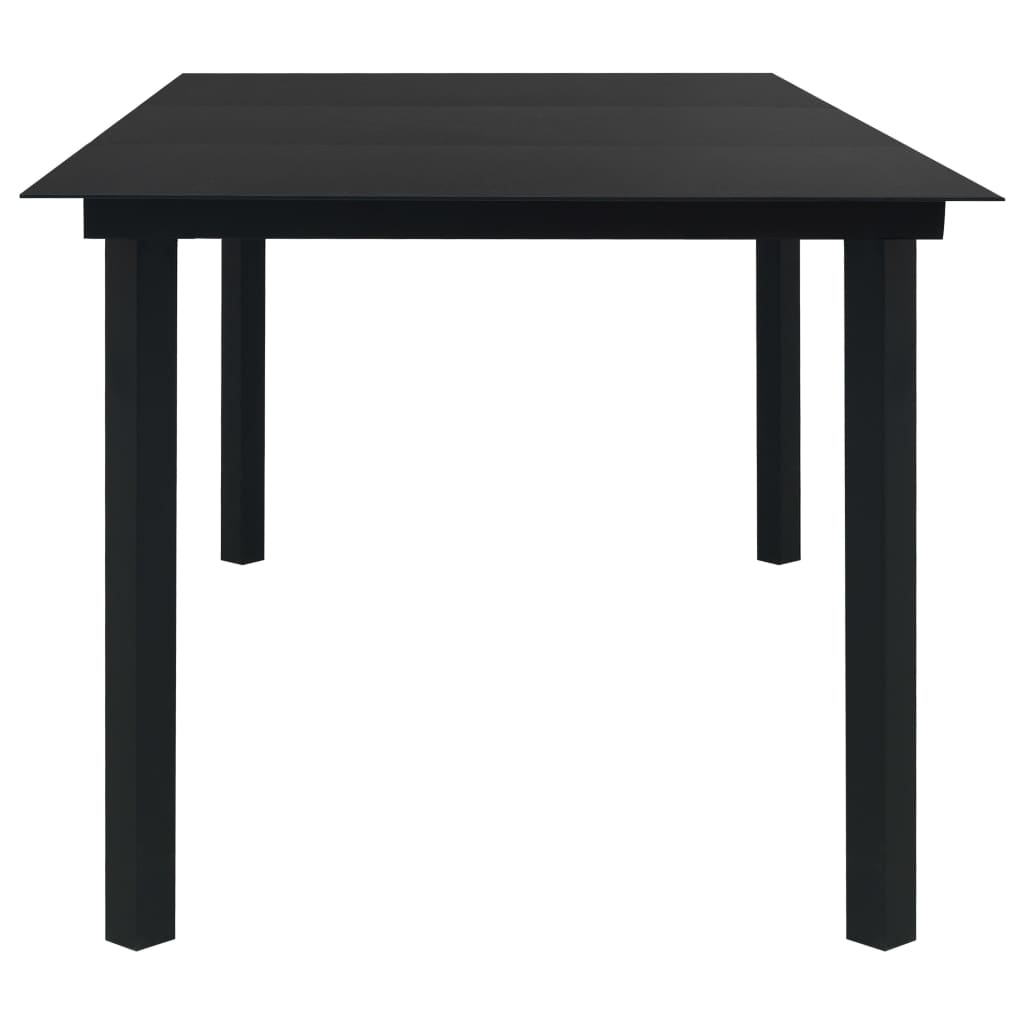 9-Tlg. Garten-Essgruppe Schwarz Glas Und Stahl