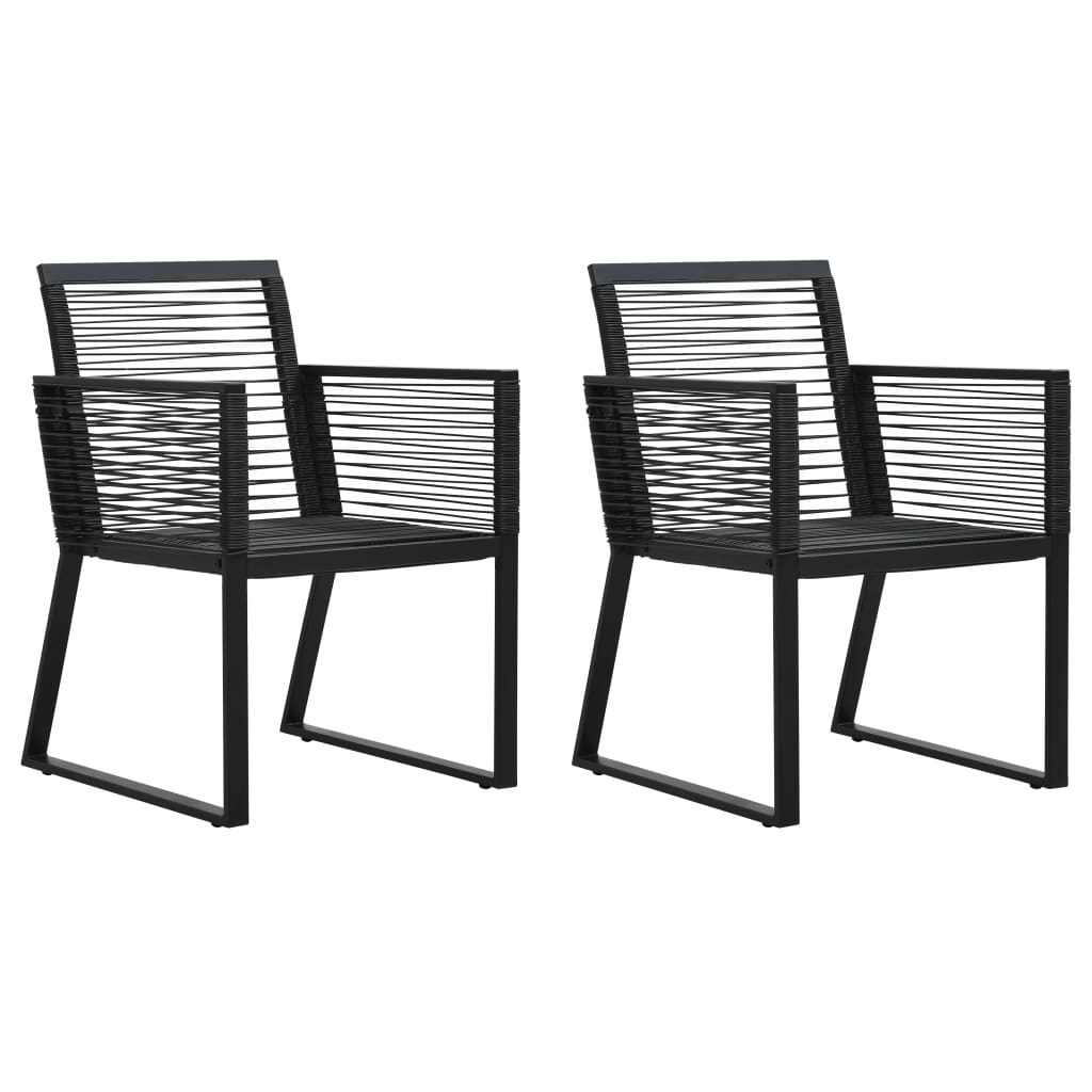 3-Tlg. Garten-Essgruppe Pvc Rattan Schwarz