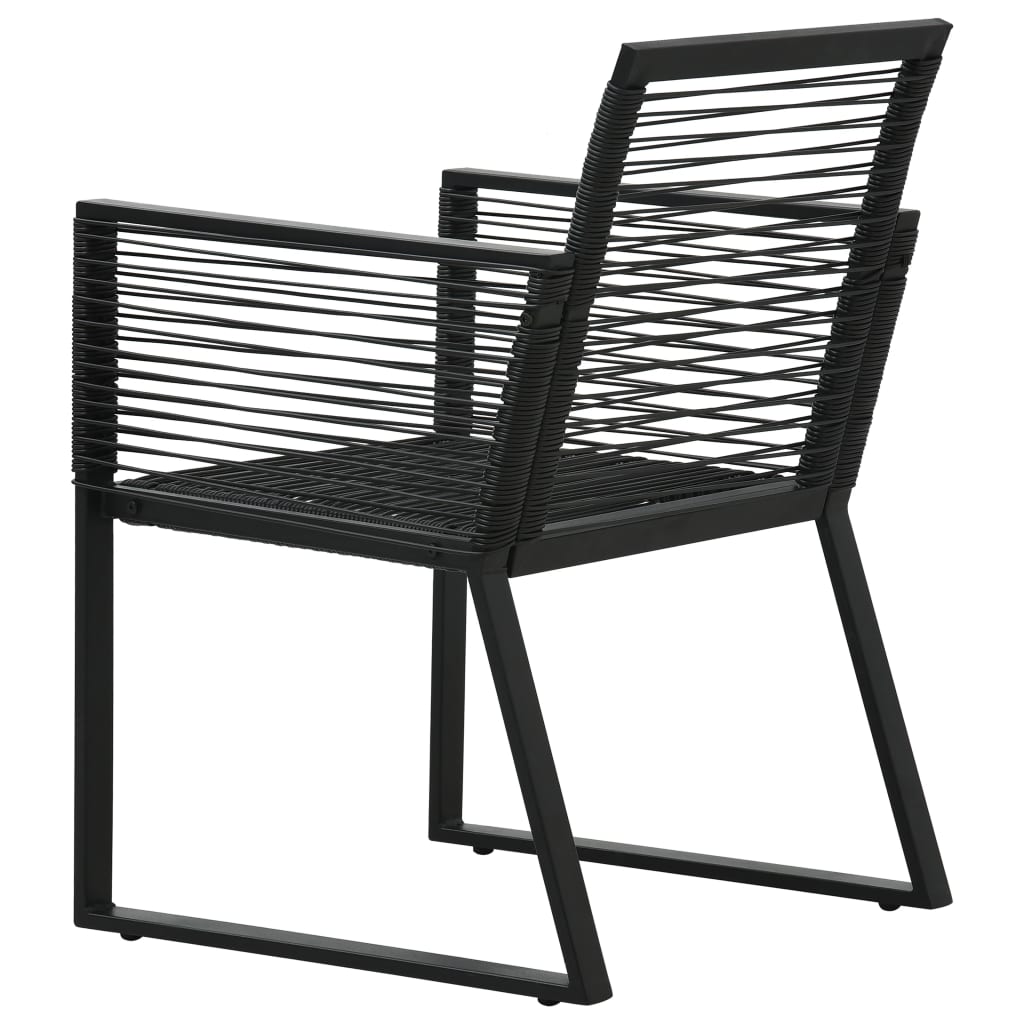 3-Tlg. Garten-Essgruppe Pvc Rattan Schwarz