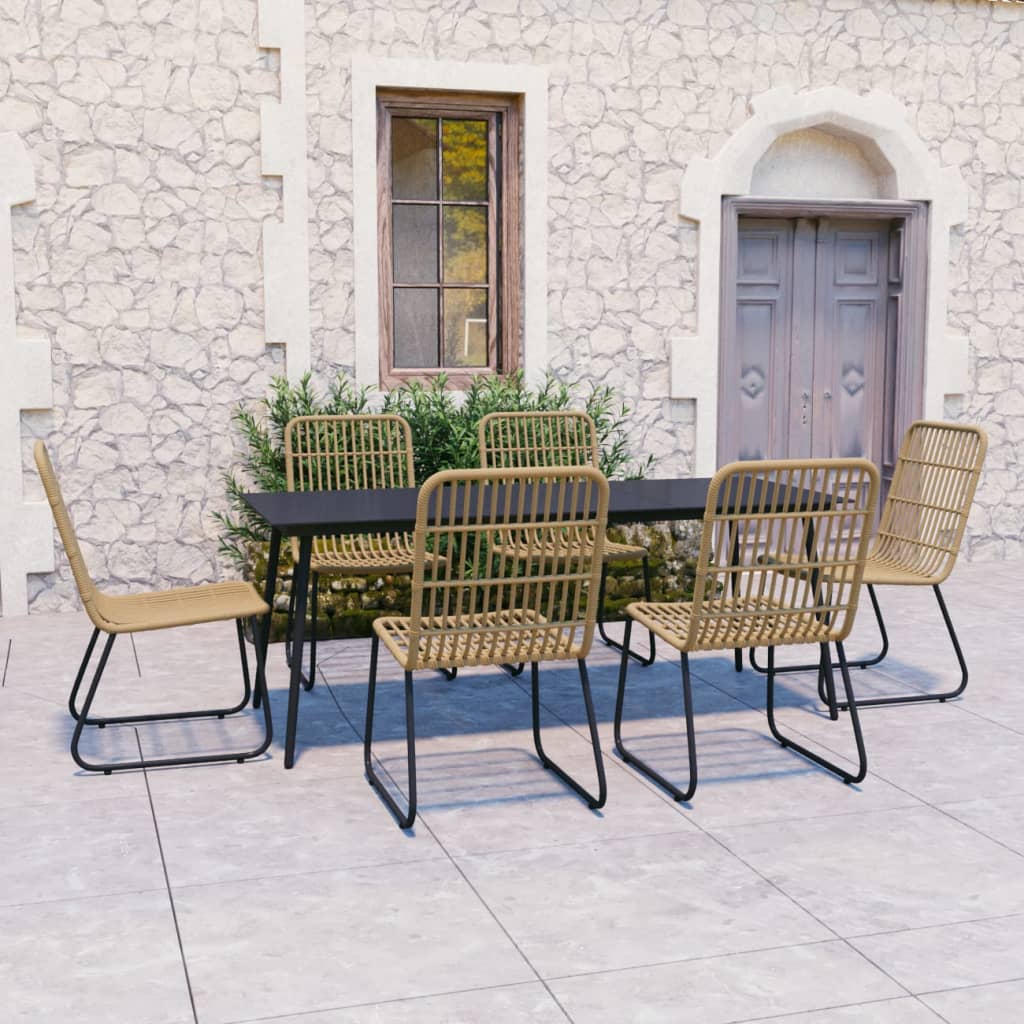 3-Tlg. Garten-Essgruppe Poly Rattan Und Glas