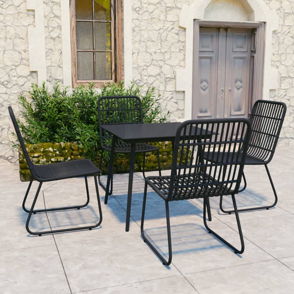 3-Tlg. Garten-Essgruppe Poly Rattan Und Glas