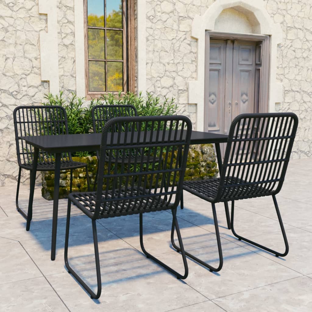 3-Tlg. Garten-Essgruppe Poly Rattan Und Glas
