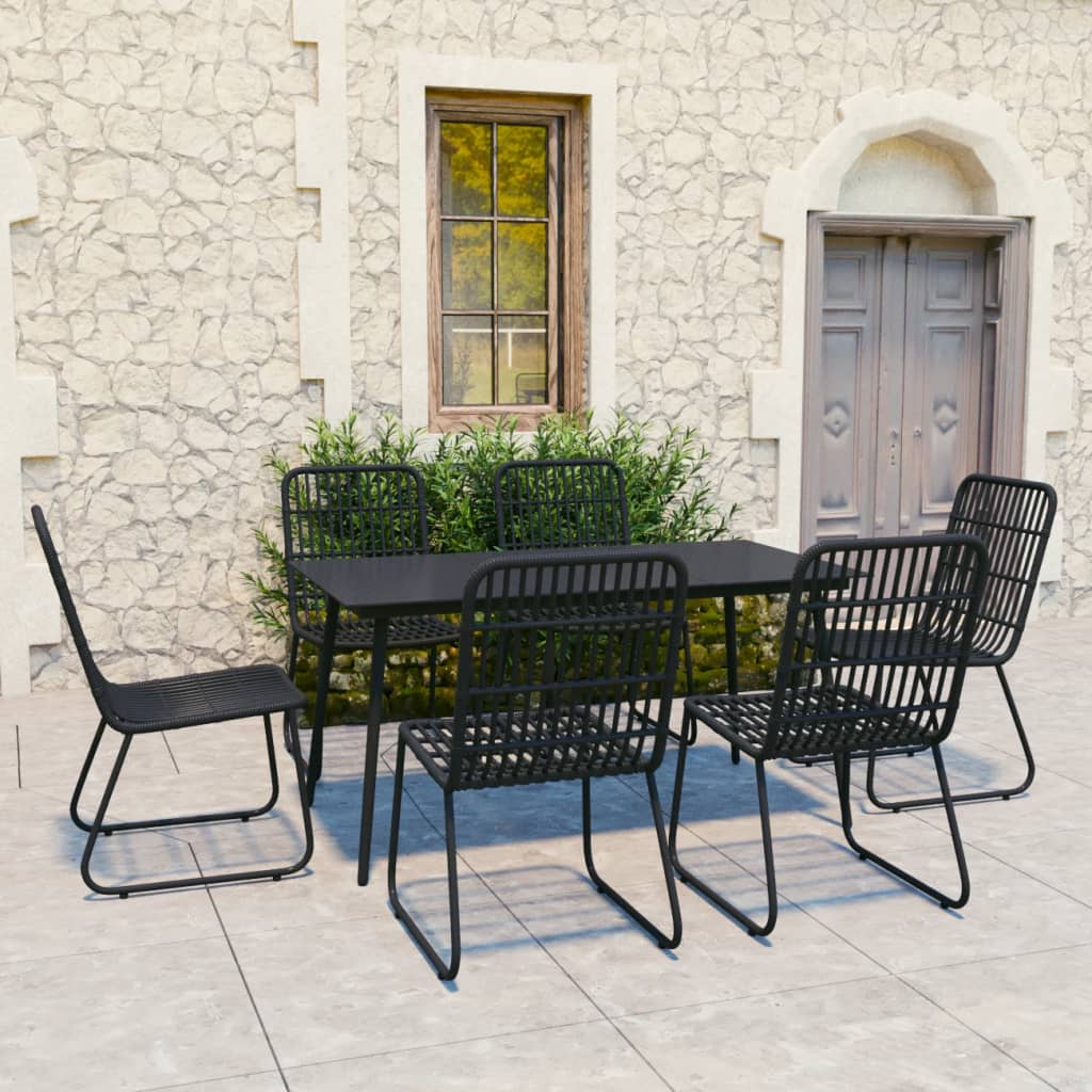 3-Tlg. Garten-Essgruppe Poly Rattan Und Glas