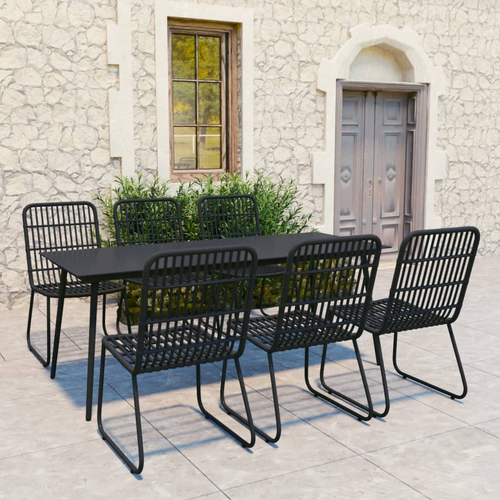 3-Tlg. Garten-Essgruppe Poly Rattan Und Glas