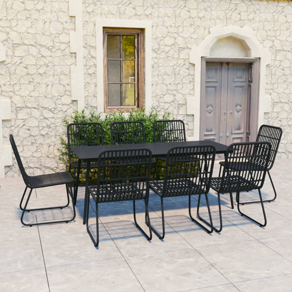 3-Tlg. Garten-Essgruppe Poly Rattan Und Glas