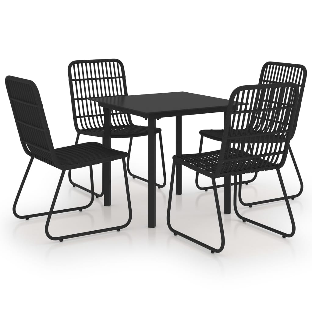 5-Tlg. Garten-Essgruppe Poly Rattan Und Glas