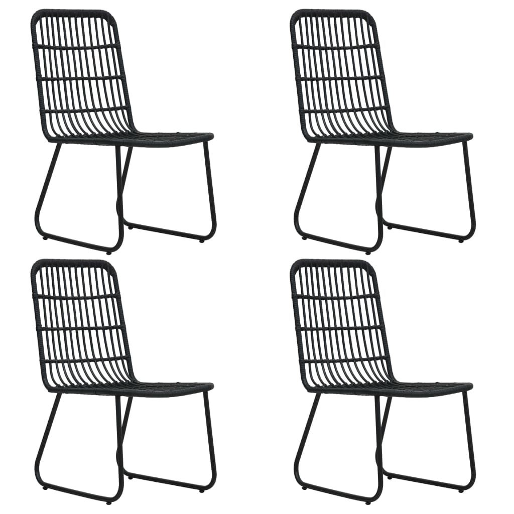 5-Tlg. Garten-Essgruppe Poly Rattan Und Glas