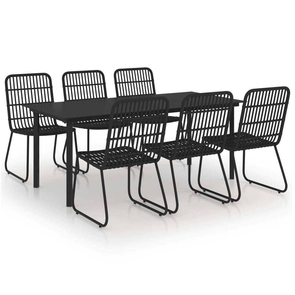 7-Tlg. Garten-Essgruppe Poly Rattan Und Glas
