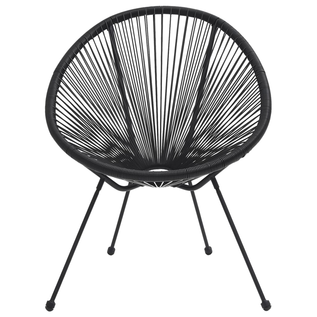 3-Tlg. Garten-Essgruppe Pvc Rattan Schwarz