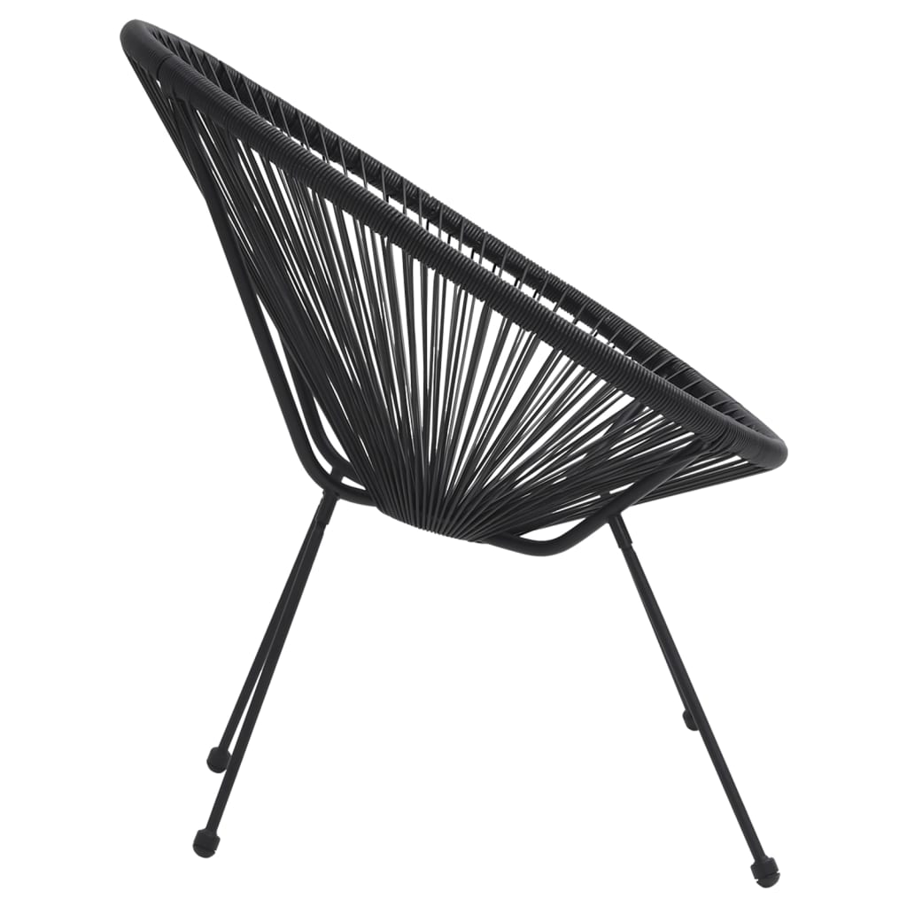 3-Tlg. Garten-Essgruppe Pvc Rattan Schwarz