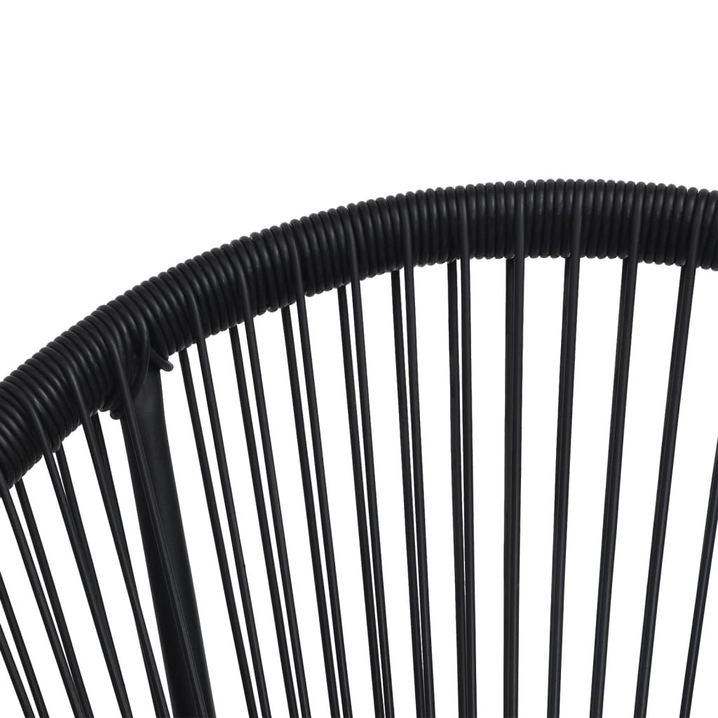 3-Tlg. Garten-Essgruppe Pvc Rattan Schwarz