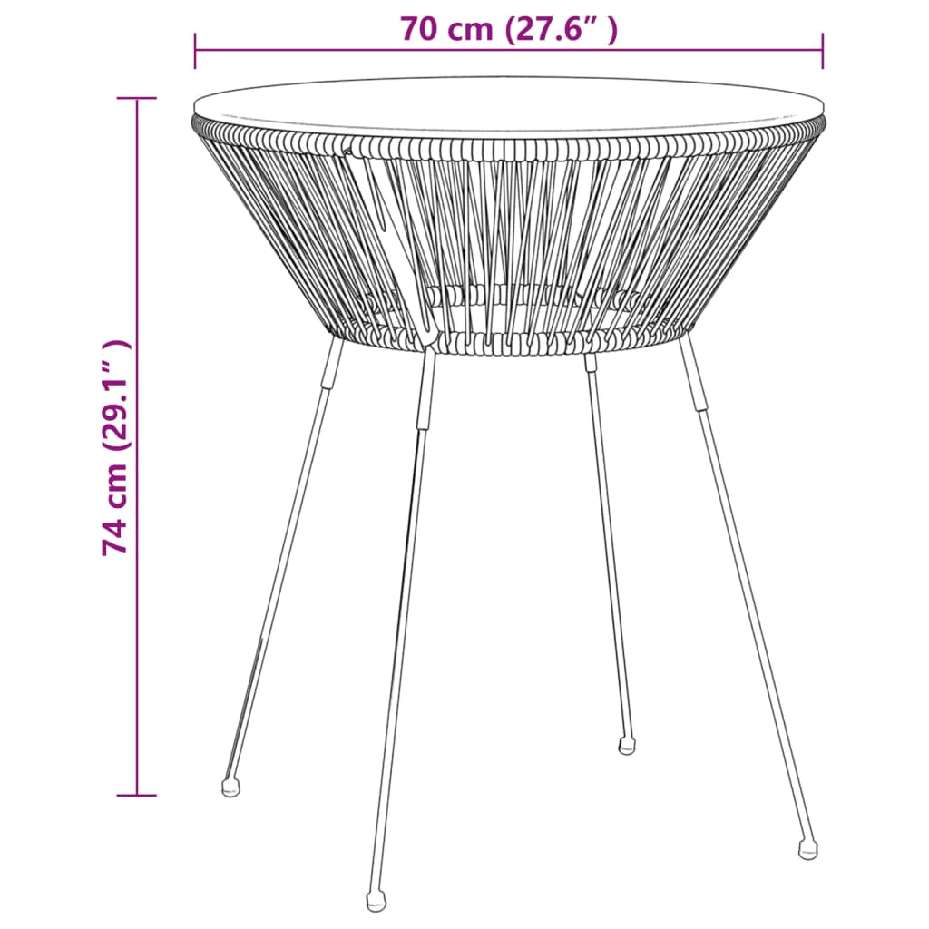 3-Tlg. Garten-Essgruppe Pvc Rattan Schwarz