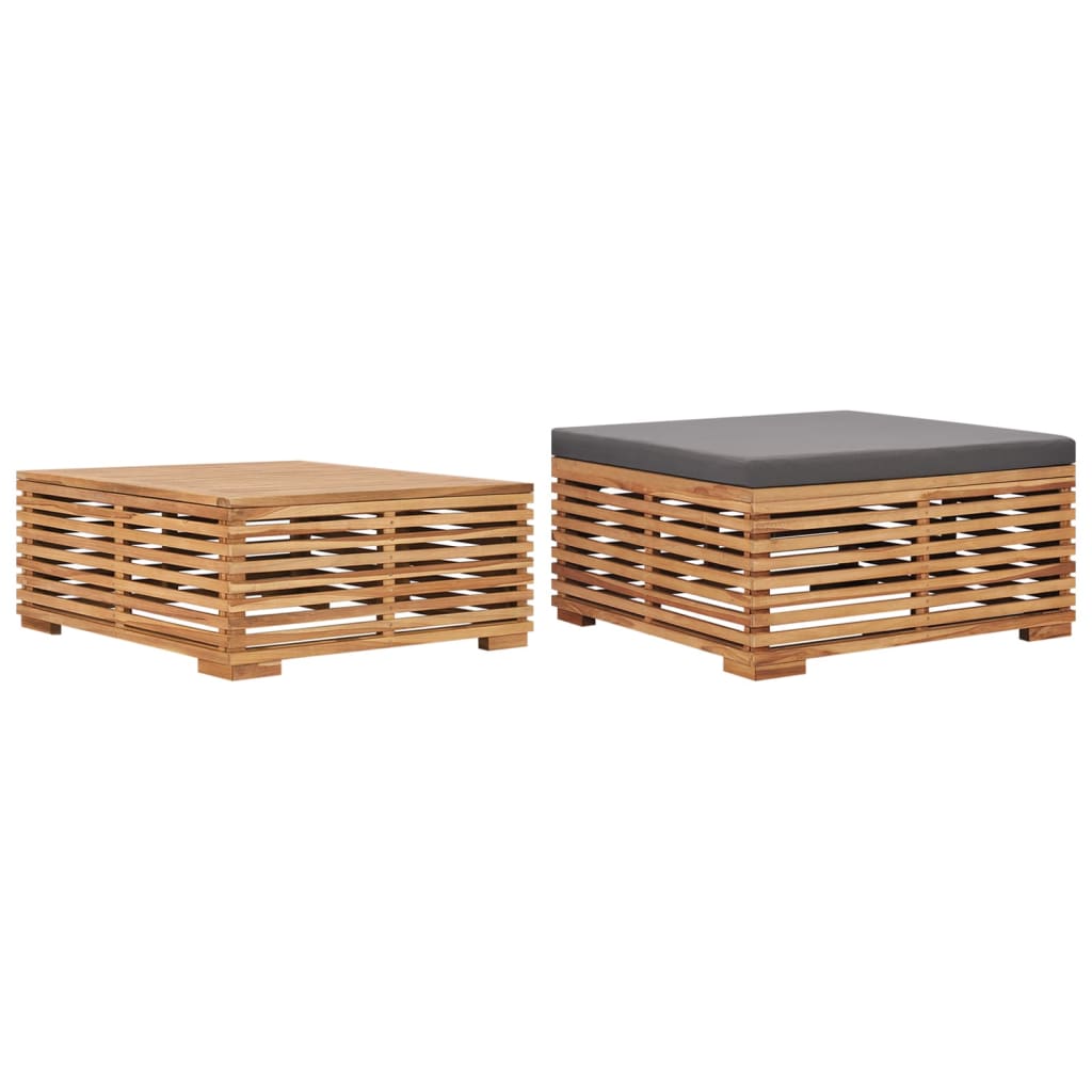 Garten-Mittelsofa Mit Grauer Auflage Massivholz Teak