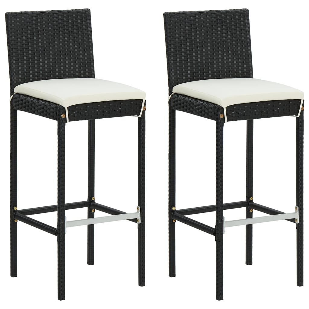 3-Tlg. Gartenbar-Set Mit Kissen Poly Rattan