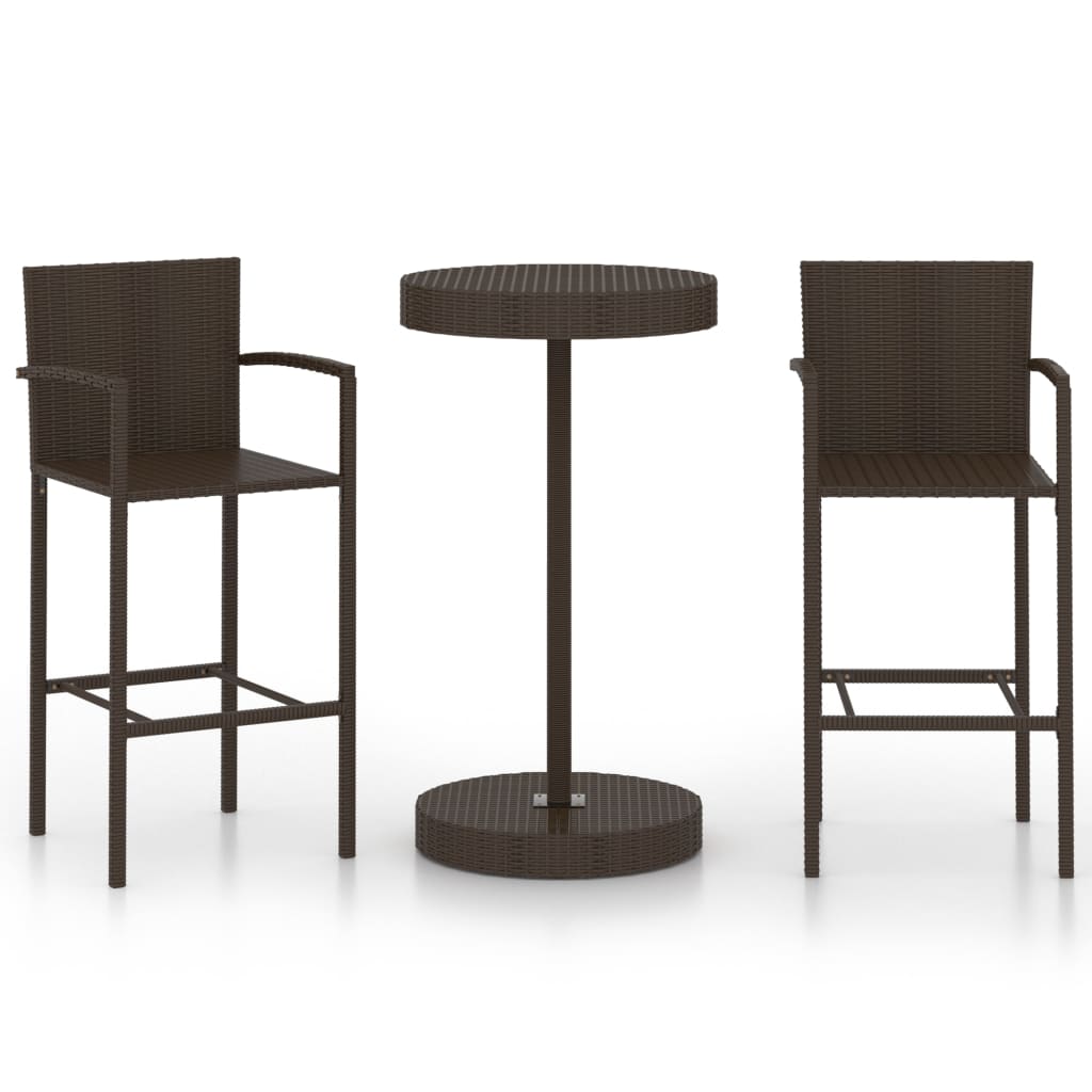 3-Tlg. Gartenbar-Set Poly Rattan