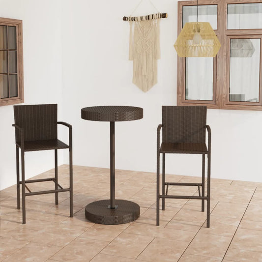 3-Tlg. Gartenbar-Set Poly Rattan
