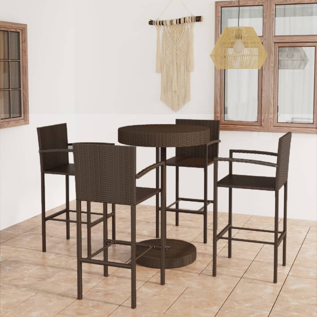 3-Tlg. Gartenbar-Set Poly Rattan