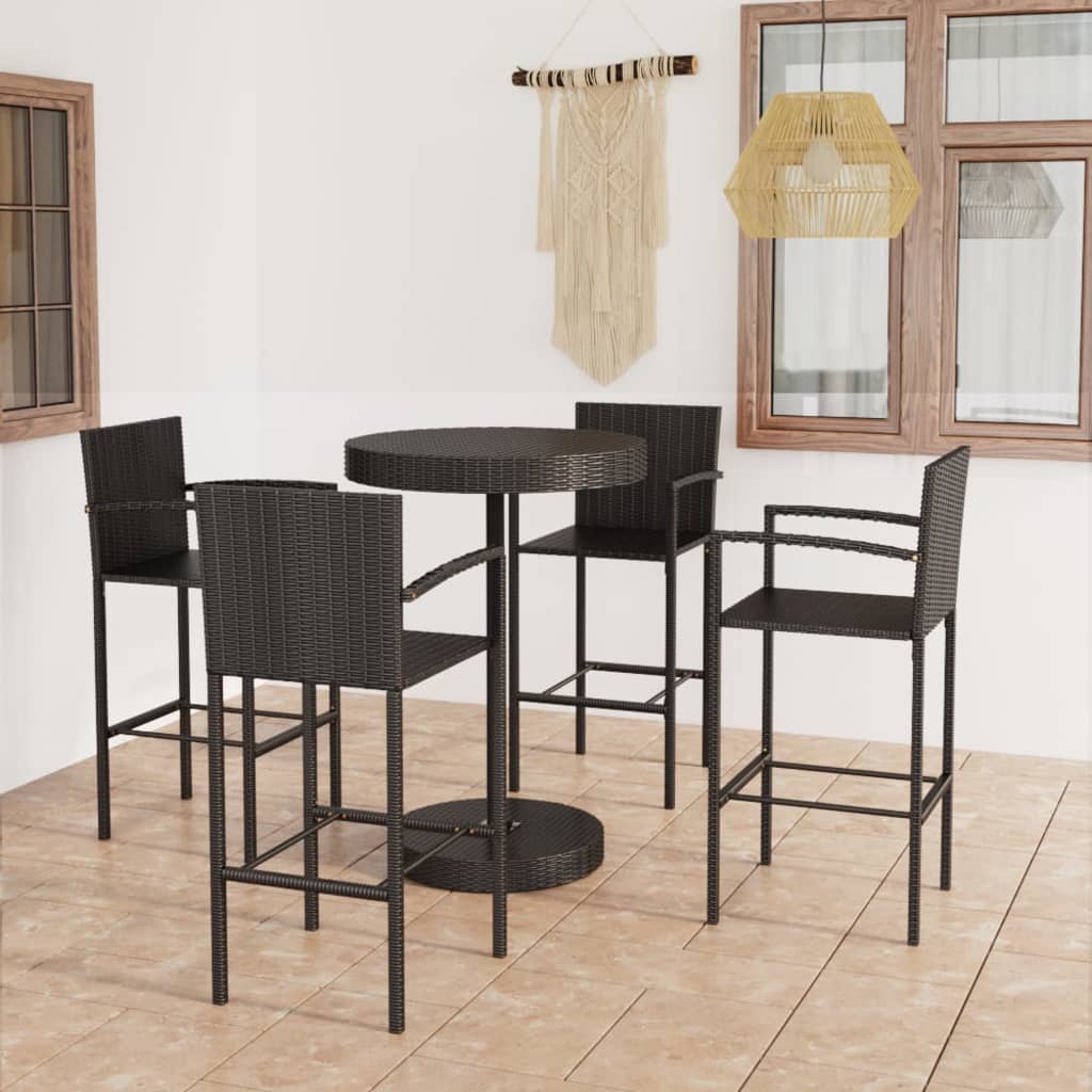 3-Tlg. Gartenbar-Set Poly Rattan