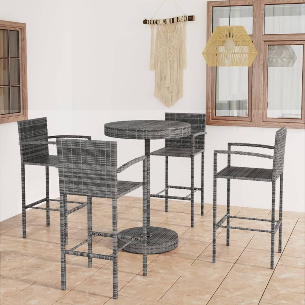 3-Tlg. Gartenbar-Set Poly Rattan